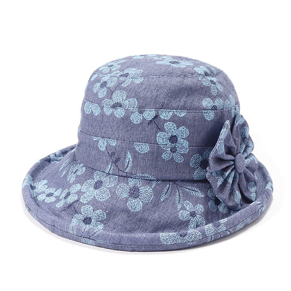 Women Cotton Anti-UV Protection Bucket Hat Casual Travel Wide Brim Sunshade Fisherman Hat