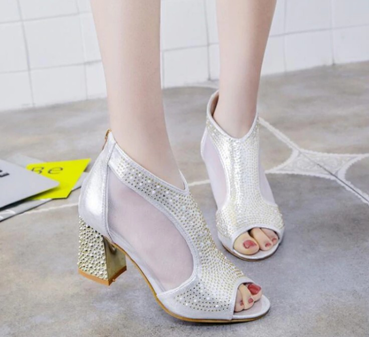 Women's Spring/Summer Buckle Shiny Open Toe Pumps