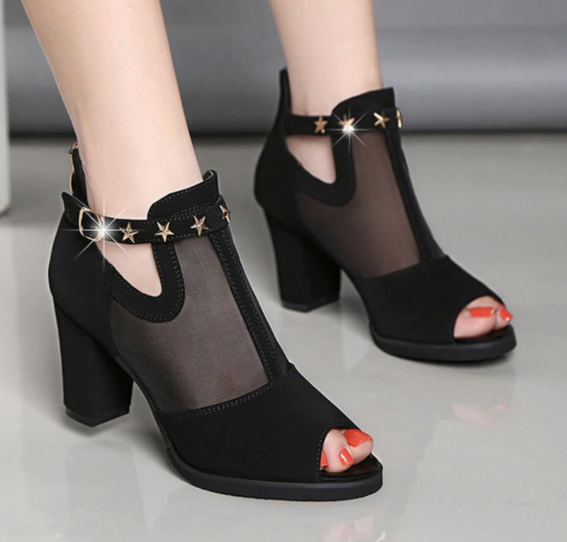 Women's Summer High Heels Open Toe Shoes with Clasp