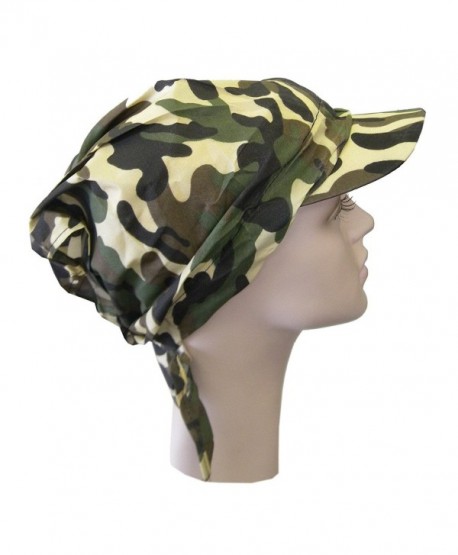 Camouflage Bandana Cap Visor Tie Unisex Army Hat - Tan