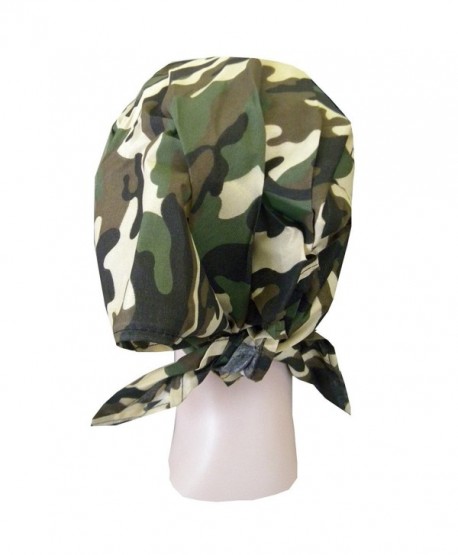 Camouflage Bandana Cap Visor Tie Unisex Army Hat - Tan