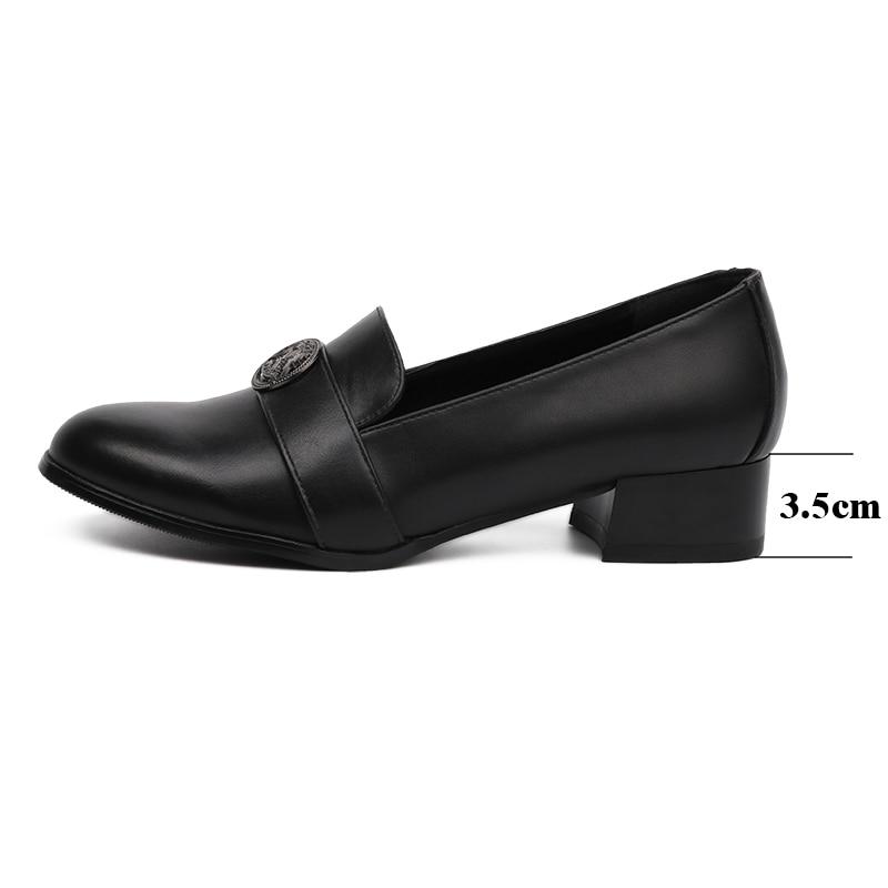 Women's PU Leather Medium Heels Round Toe Pumps