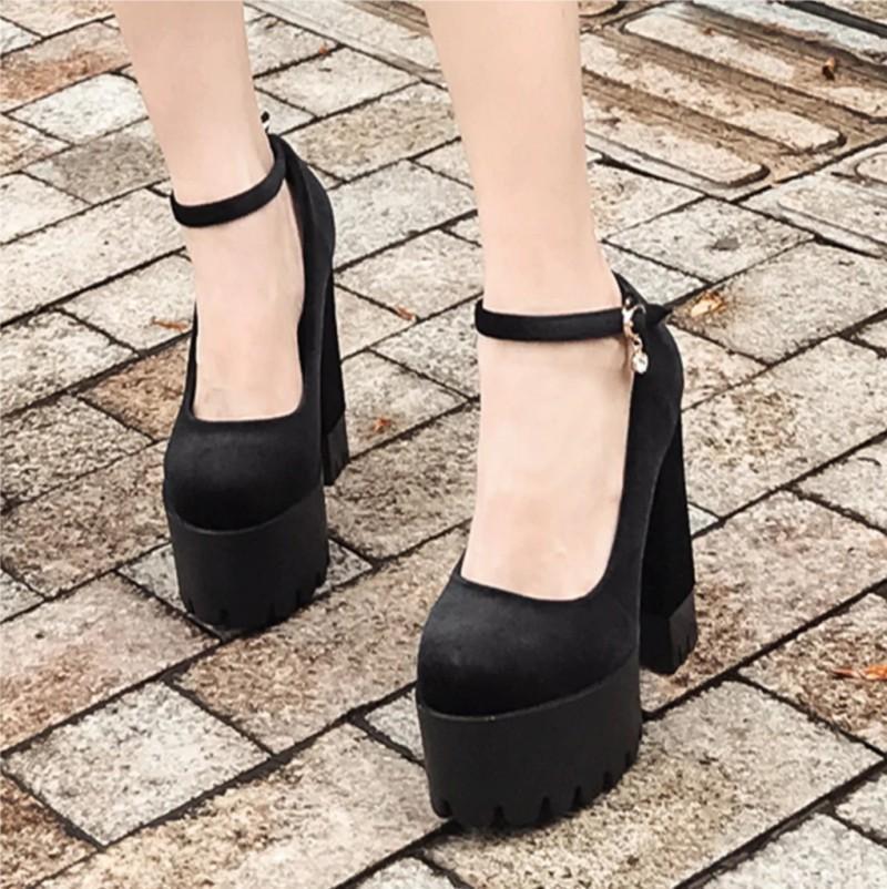 Women's Spring/Autumn Round Toe Pumps With Square Heels