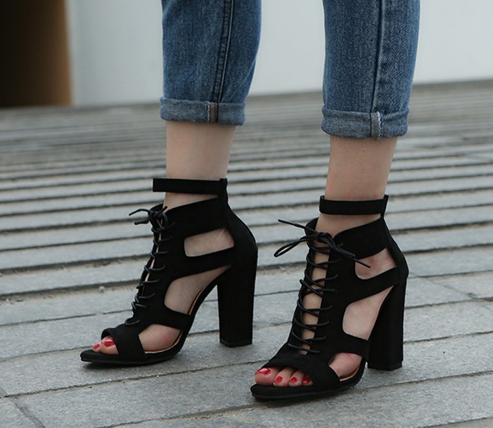 Women's Spring/Summer Lace-Up Sandals | High Heel Open Toe Shoes