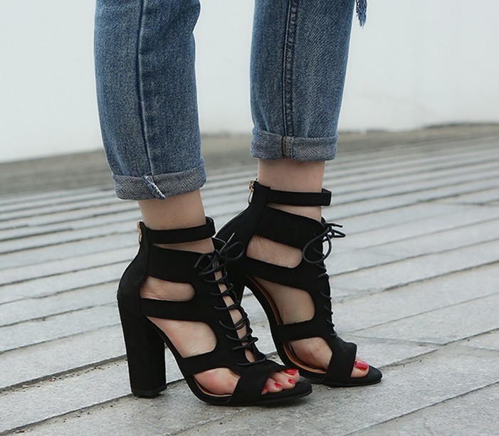 Women's Spring/Summer Lace-Up Sandals | High Heel Open Toe Shoes