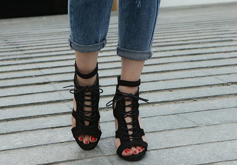 Women's Spring/Summer Lace-Up Sandals | High Heel Open Toe Shoes