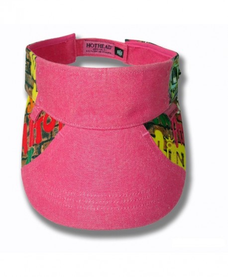 Hothead Wide Brim Sun Visor Hat in Graffiti with Pink Denim