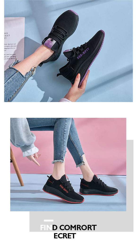 Hot Fashion Design Women Breathable Lightweight Mesh Lace Up Sneakers