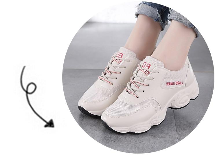 Fashion Women Leisure Thick Soled Lace-Up Sneakers