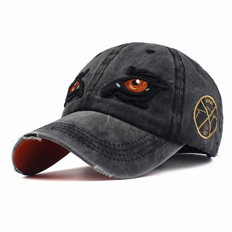 Women's Cotton Baseball Cap With Embroidered Eyes