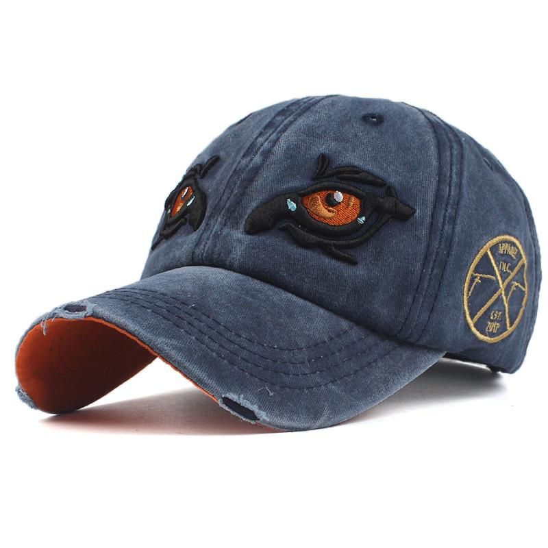 Women's Cotton Baseball Cap With Embroidered Eyes