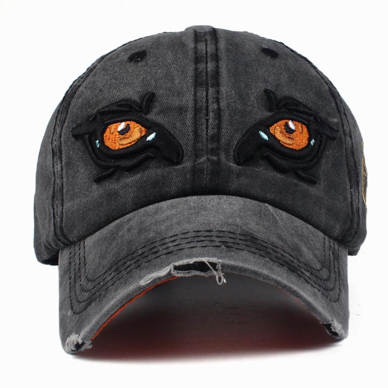 Women's Cotton Baseball Cap With Embroidered Eyes